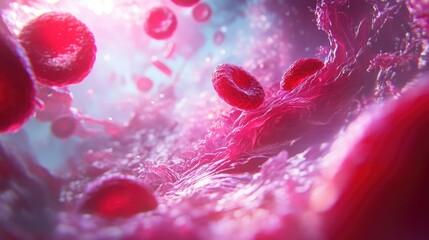 Fototapeta premium Medical image of atherosclerosis, illustrating fat and cholesterol buildup inside blood vessels.