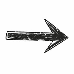 A simple, black, hand-drawn arrow, a vector icon on a white background