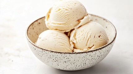 Creamy Vanilla Ice Cream Scoops in a Bowl