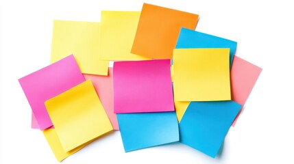 Vibrant pile of colorful sticky notes for organization, reminders and creative brainstorming