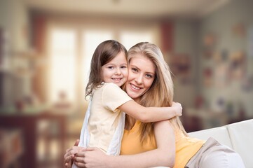 Mom hug child with love with affection