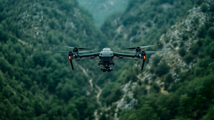 Drone Flying Over Lush Green Forest - Photography