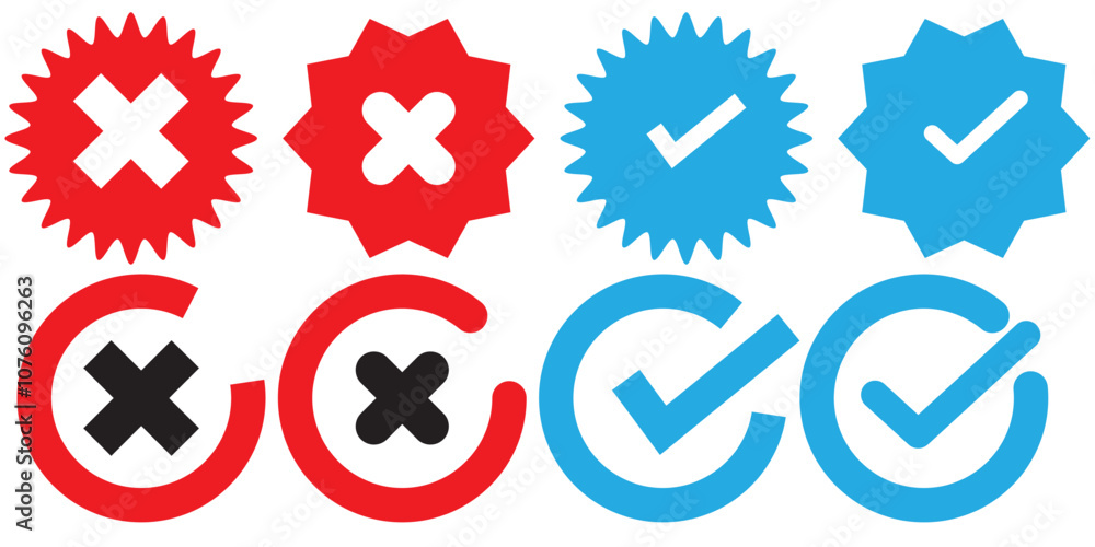 Poster verified badge icon tick symbol vector approved check mark icon. blue green checkmark icons - certif