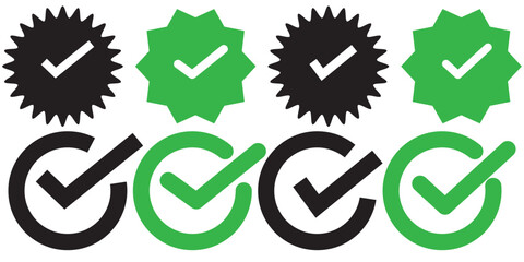 Green check mark icon. Check mark vector icon. Checkmark Illustration. Vector symbols set ,green checkmark isolated on white background. Correct vote choise isolated symbol