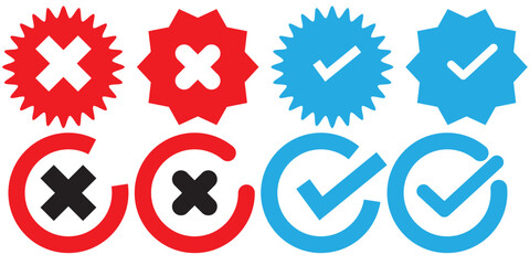 Verified badge icon tick symbol vector approved check mark icon. Blue green checkmark icons - Certificate badge Quality certify icon