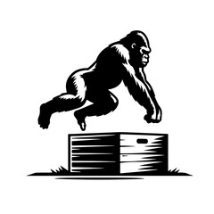 Fototapeta premium Gorilla doing box jumps Vector Logo