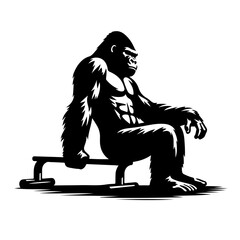 Gorilla doing tricep dips exercise Vector Logo