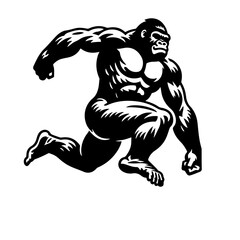 Gorilla engages in leapfrogging Vector Logo