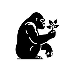 Gorilla eats leaves Vector Logo