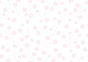 Seamless Vector Background With Pink Floral Pattern On A White Background. Horizontally And Vertically Repeatable.