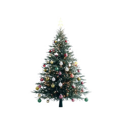 Fototapeta premium Decorated Christmas Tree with Ornaments on White Background