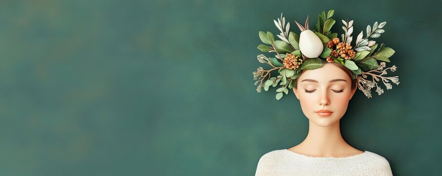 Virgo maiden with nature symbols, serene and pure