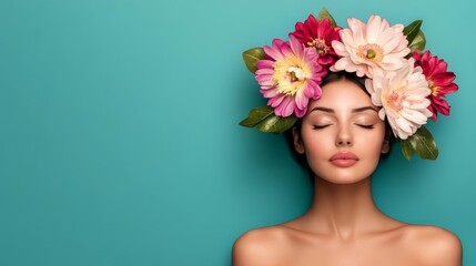 Virgo woman with flowers, symbol of purity and nurturing