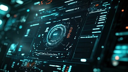 Fototapeta premium Futuristic Digital Interface with Data Visualizations