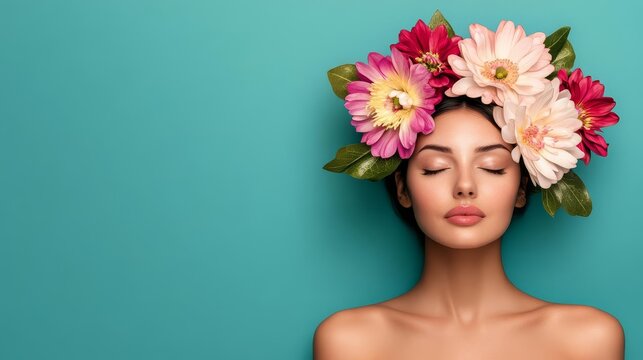 Virgo woman with flowers, symbol of purity and nurturing