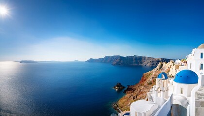 Fototapeta premium Santorini Serenity: Exploring the Iconic White Buildings of Oia Village
