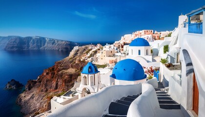 Obraz premium Santorini Serenity: Exploring the Iconic White Buildings of Oia Village
