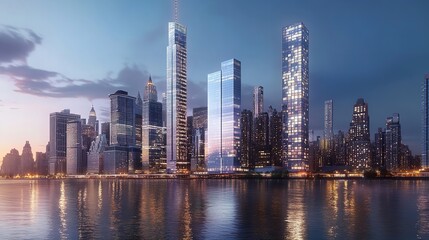 New York City Manhattan Midtown Buildings Skyline Night