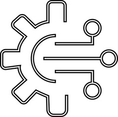 Industrial Transition Line Icon Design, infographic in minimal outline style, transform, technology, transformation icon isolated on transparent background. vector sign, symbol for web and mobile.