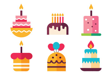 birthday cake icons set vector illustration with white background