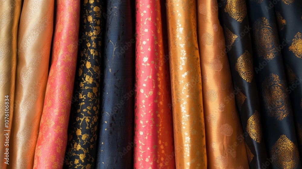 Poster vibrant textiles in varying patterns and colors