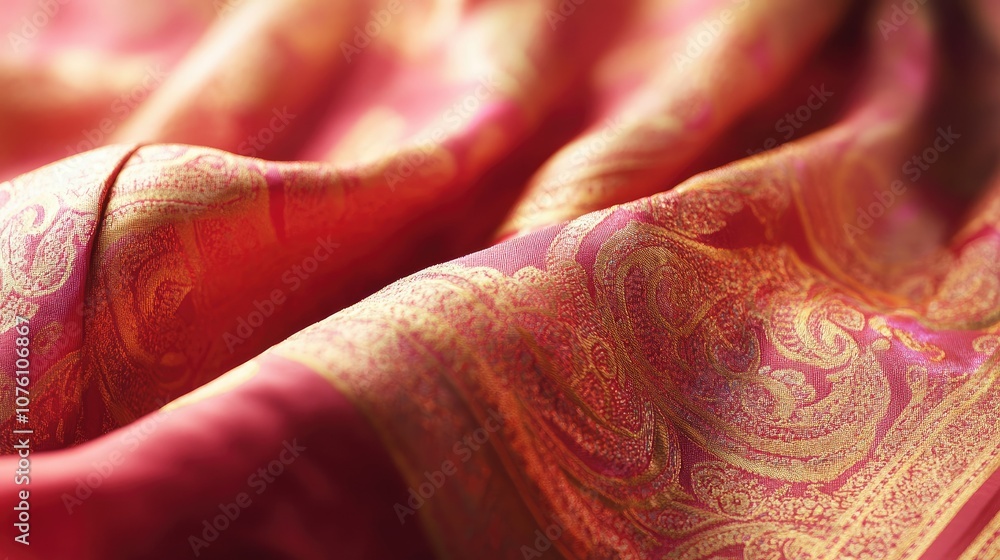 Aufkleber elegant red fabric with intricate patterns