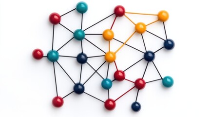 Fototapeta premium A colorful network of connected dots represents relationships and interactions in a vibrant, abstract design.
