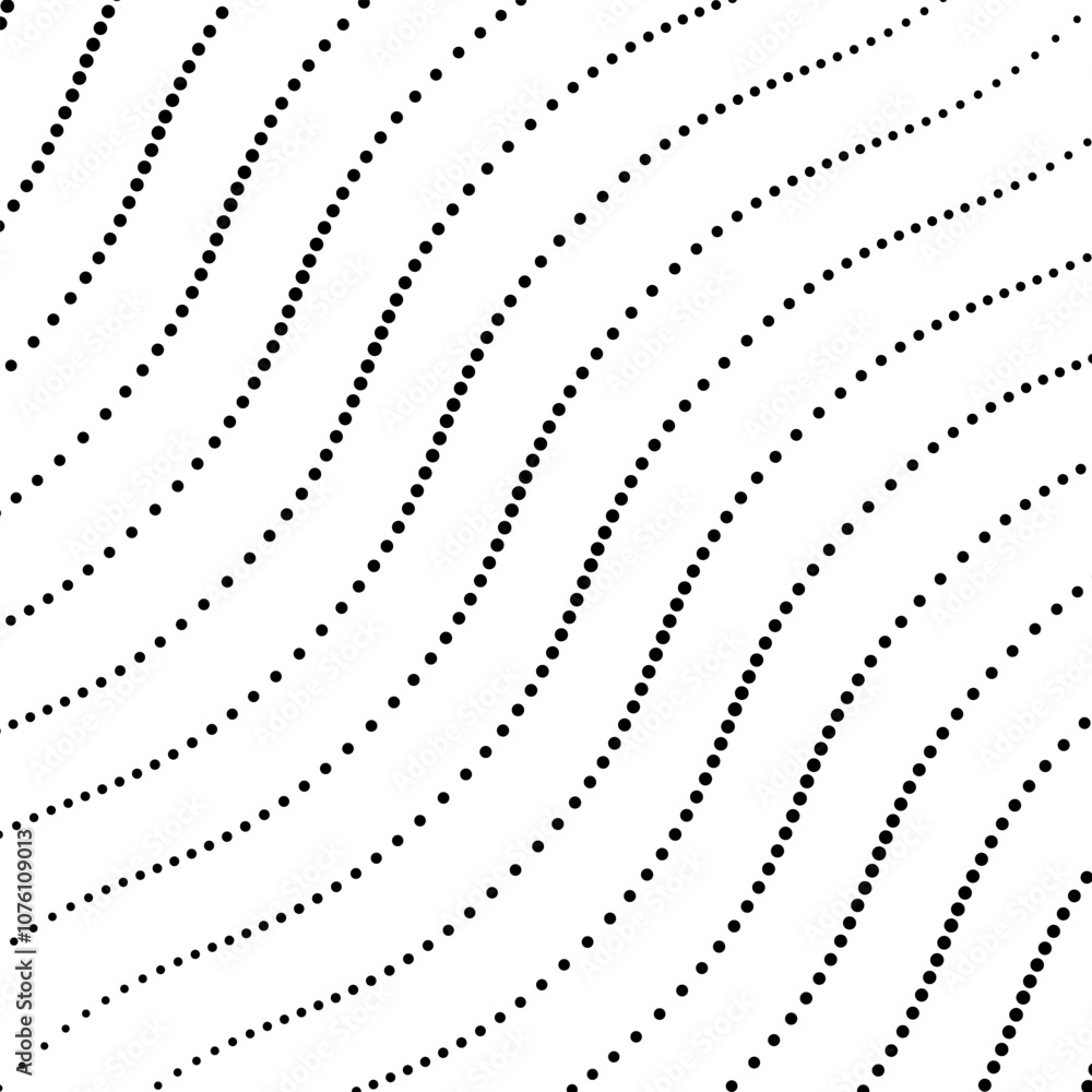 Poster black wavy dots lines pattern background. abstract halftone point circles diagonal stripe vector ill