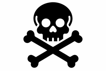 Crossbones and skull flat vector icon, Crossbones and skull silhouette