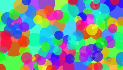 Abstract Background with Vibrant Overlapping Circles of Various Colors and Sizes Creating a Playful and Energetic Visual