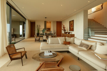 Fototapeta premium Modern Living Room with Minimalist Decor. AI generative