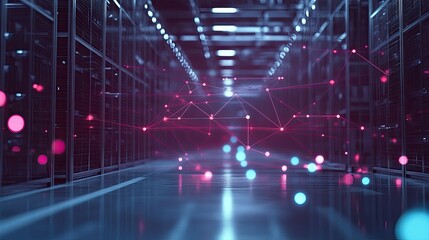 Obraz premium Futuristic Data Center with Abstract Lights and Lines