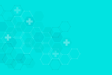 Abstract medical background, Healthcare, Hexagons shape pattern, Honeycomb, Science and technology