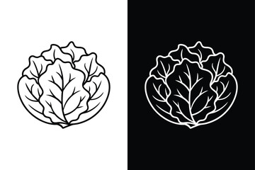 Collard Greens Outline Icon. Minimalist Line Art of Leafy Greens