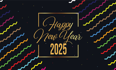 Happy new year 2025 square post card background for social media template. Blue and gold 2025 new year winter holiday greeting card template. Minimalistic trendy banner for branding, cover, card.