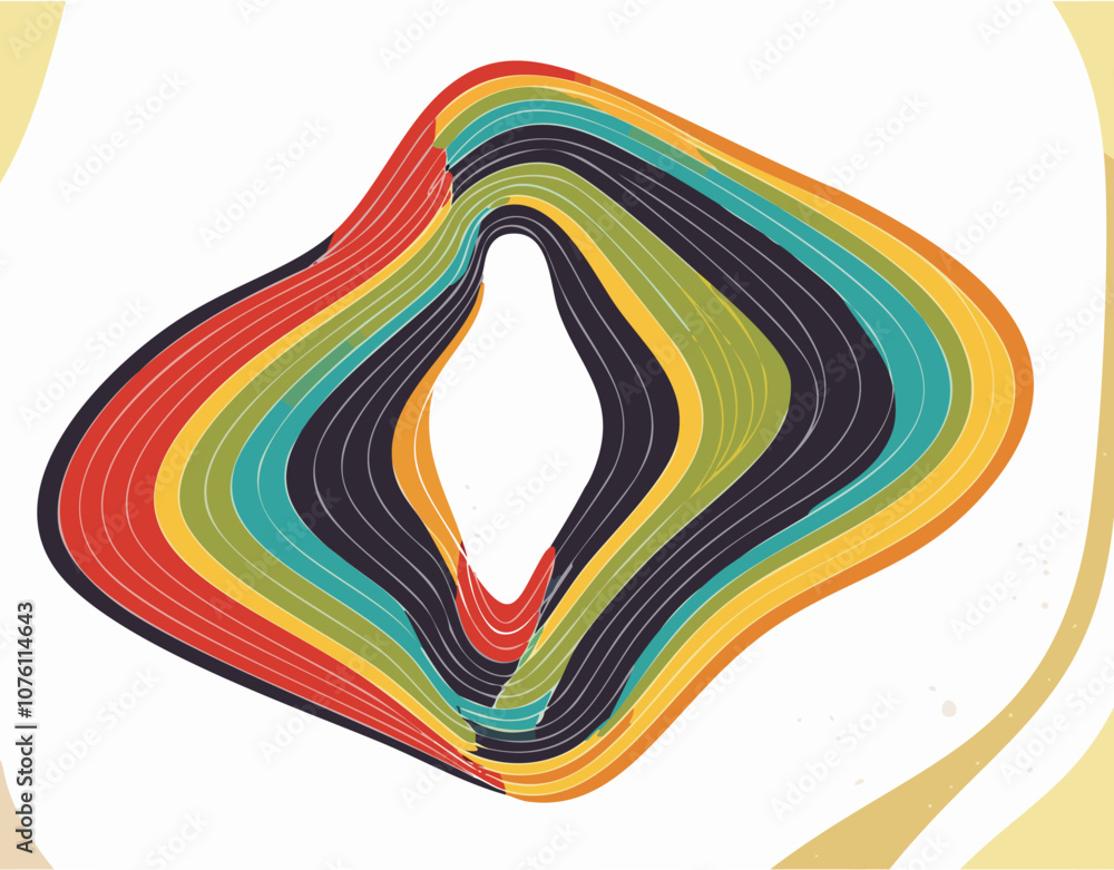 Poster abstract colorful 60s background vector with grunge stripe lines. vintage retro style pattern with r