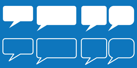 Pixel speech bubbles pack. Text boxes for chats and games. Vector illustration in 8 bit pixel art style