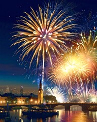 fireworks over the river