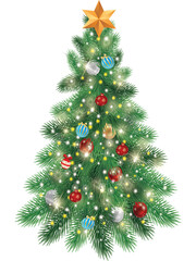 Fototapeta premium This Vector Christmas Tree illustration provides a beautifully realistic and high-quality depiction of a holiday tree, perfect for seasonal designs and decorations. Easy editable to EPS10 file.