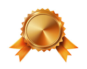 Golden award badge with ribbons, symbolizing achievement and recognition. This emblem represents success and excellence in various fields