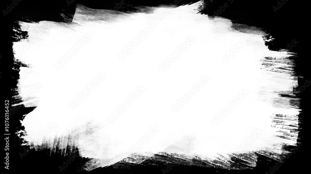 Poster dry stroke frame in black loop animation grunge animation - brush strokes on black background abstra