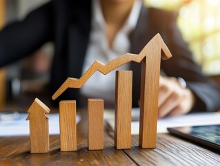 Wooden Upward Trend Graphic.