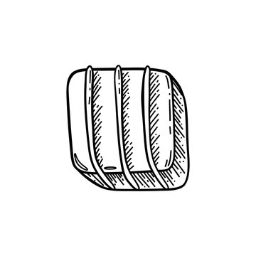 Square shaped chocolate candy. Vector illustration isolated on white background. Black and white sketched style.