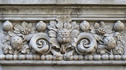 Ornate Architectural Relief with Floral Motifs
