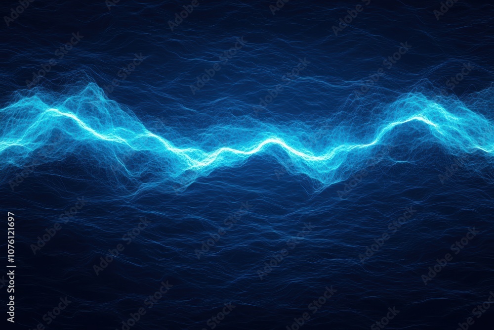 Poster abstract visualization of glowing global shipping lanes represented in waves of dynamic blue light a