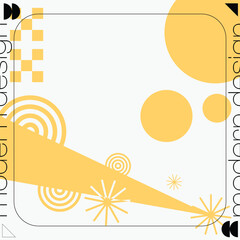 Modern Style Minimal Yellow and Black Frame on White Background, Abstract Art