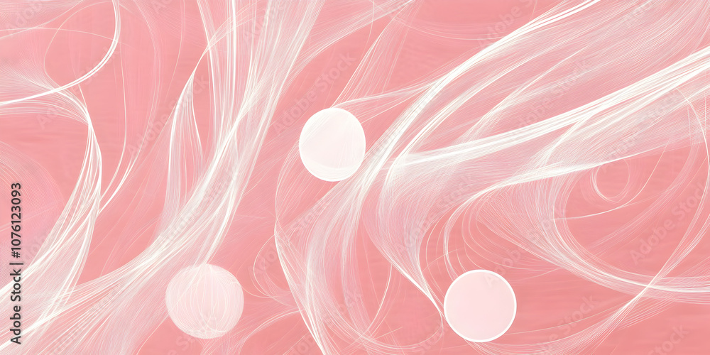 Aufkleber abstract pink swirls with white circles: a captivating abstract background with delicate white swirl