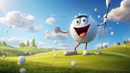A photo of a 3D character enjoying a golf game
