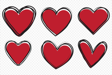 Sketch hearts. Romantic doodle love elements. Hearted shapes valentines day vector icons. Illustration of heart shape drawing. eps 10.