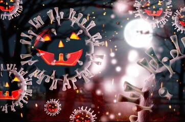 Halloween during pandemic Corona virus, pumpkin lantern